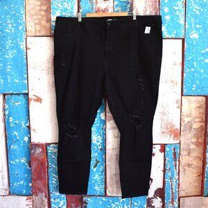 Women's Old Navy High-Waisted Pop Icon Ripped Skinny Jeans SIZE 26 Black NEW